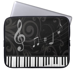 Nyckfullt piano och musik noter laptop fodral
