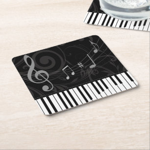 Nyckfullt piano och musik noter underlägg papper kvadrat
