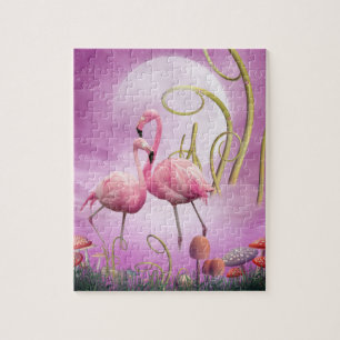 Nyckfullt rosa Flamingospussel Pussel