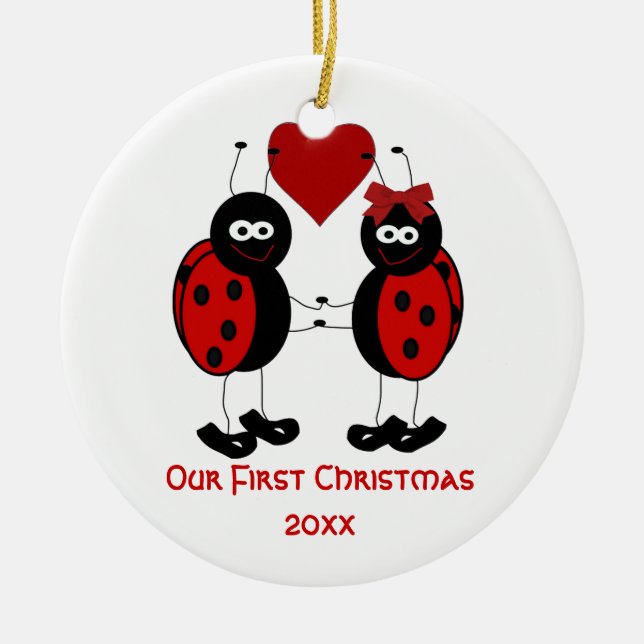 Nyckfullt vår första julprydnad julgransprydnad keramik (Framsidan)