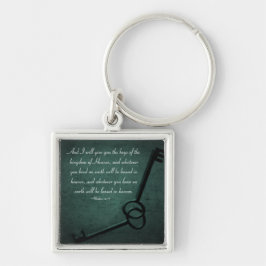 Nycklar av kungariket fyrkantig silverfärgad nyckelring