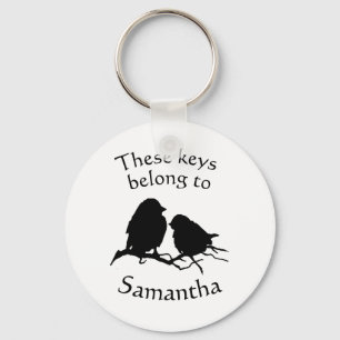 Nycklar Belong till eget namn Cute Bird Silhouette Nyckelring
