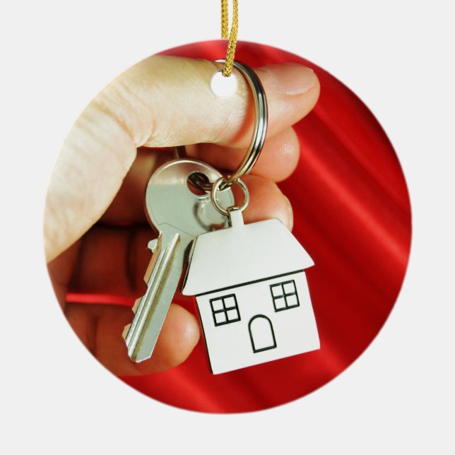 Nycklar för ett nytt hem! julgransprydnad keramik (Framsidan)