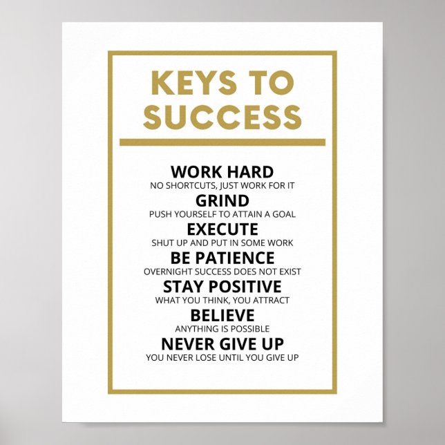 Nycklar för framgångsrik inspiration poster (Framsidan)