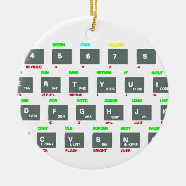 Nycklar för Sinclair ZX Spectrumtangentbord Julgransprydnad Keramik (Framsidan)