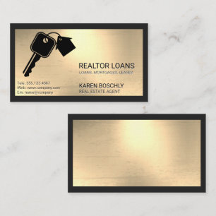 Nycklar House Logotyp Metallisk bakgrund Visitkort