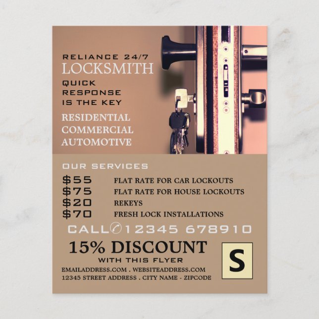 Nycklar i Door, Locksmith Advertising Flyer (Framsidan)