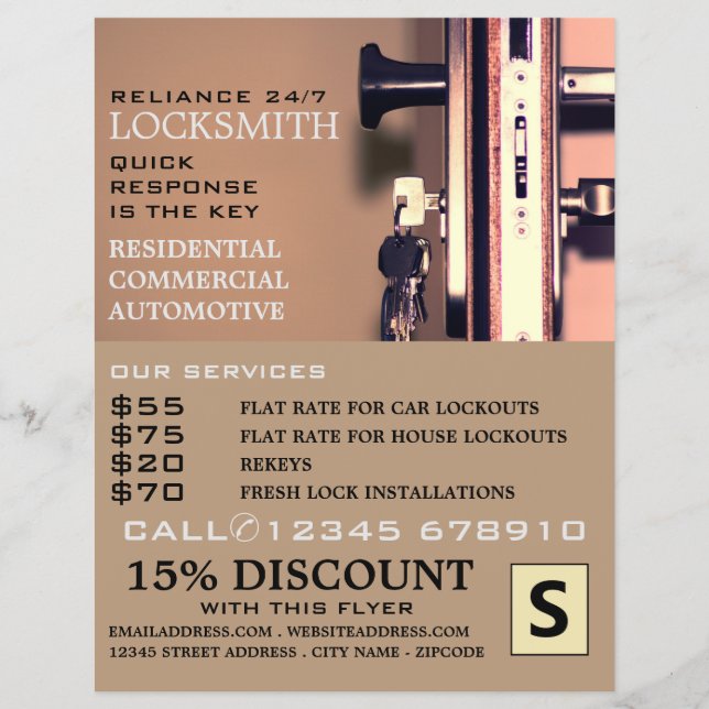 Nycklar i Door, Locksmith Advertising Flyer (Framsidan)