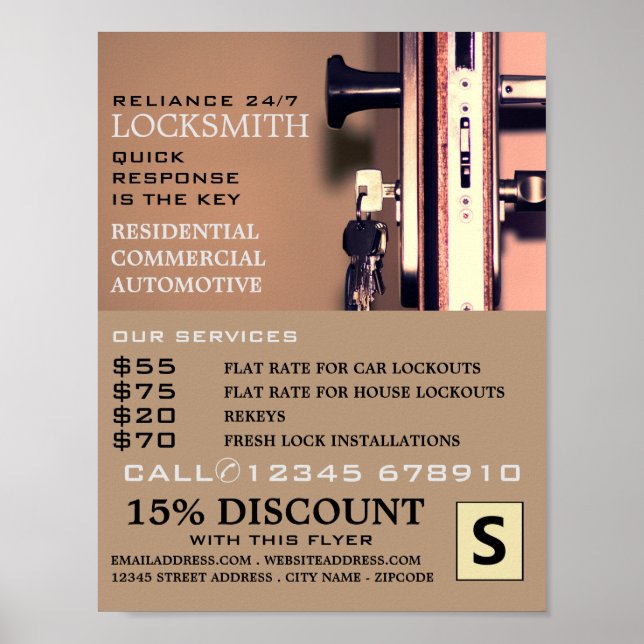 Nycklar i Door, Locksmith-reklam Poster (Framsidan)