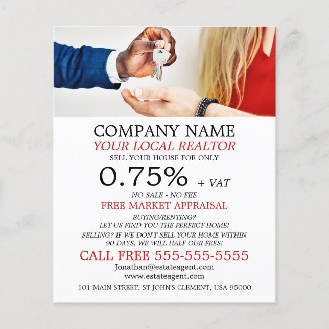 Nycklar, Realtor, Gods Agent, reklamFlyer Flygblad (Framsidan)