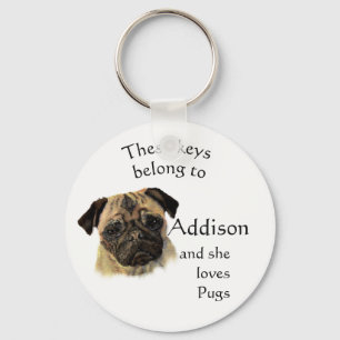Nycklar tillhör det anpassade namnet Kärlek Pug Hu Nyckelring