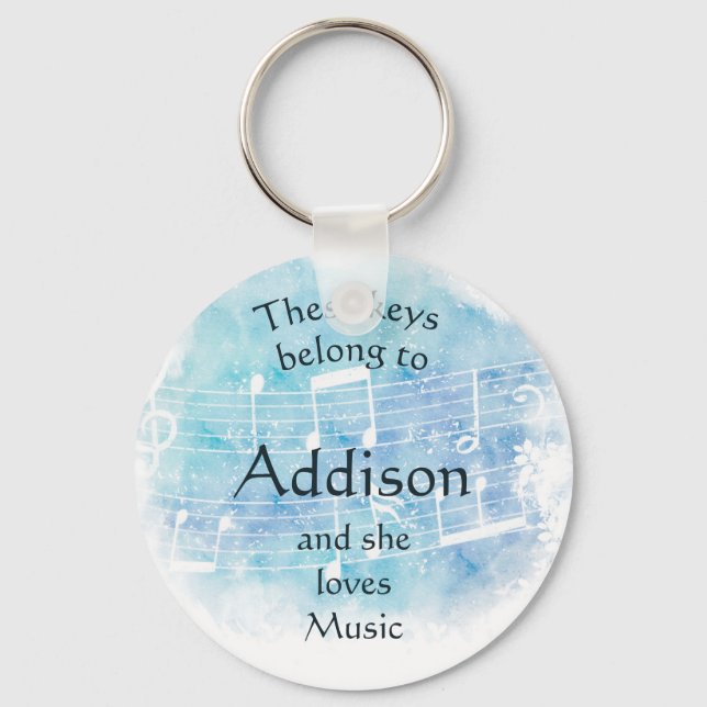 Nycklar tillhör Kärlek Music med eget namn Nyckelring (Framsida)