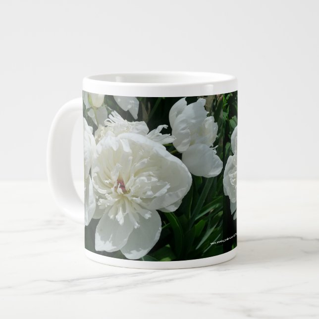 Nydag Gardens Mugg - vit peony Jumbo Mugg (Framsida vänster)
