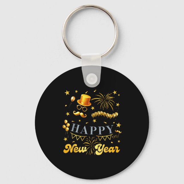Nye Party Crew Balloon Fireworks Family Reunion Co Nyckelring (Framsida)
