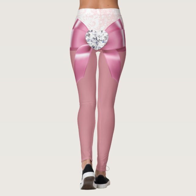 Nyfikande Rosa Glitter Hjärtblåslingor från Leggings (Baksida)