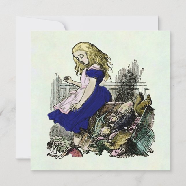 Nyfiken Alice ~-Invitiations underland Inbjudningar (Framsida)