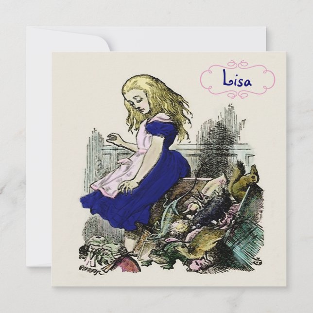 Nyfiken Alice ~ Invitititions Wonderland Inbjudningar (Framsida)