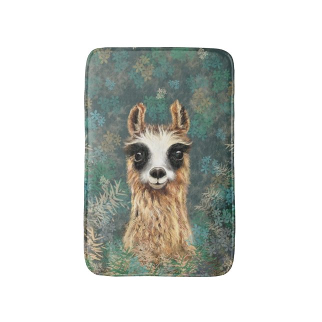 Nyfiken Alpaca Funny Bath Mat Badrumsmatta (Framsidan (Vertikal))