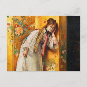 Nyfiken av Alfred Stevens Vykort