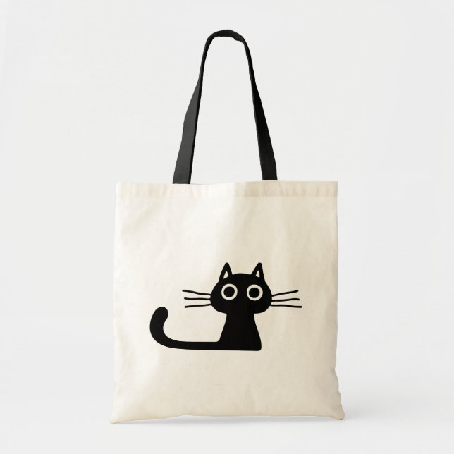 Nyfiken Black Kattunge Kitten Roligt Animal Art Ar Tygkasse (Framsidan)