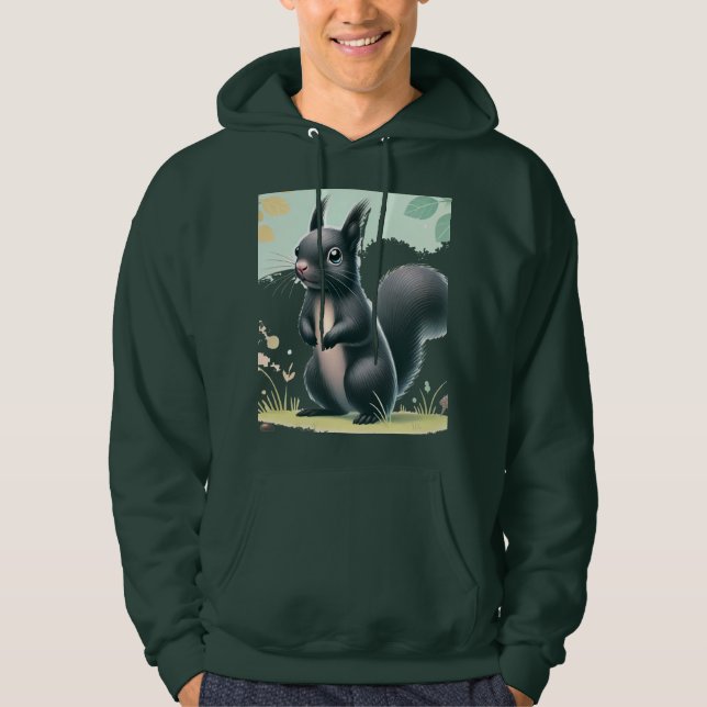 "Nyfiken Black Squirrel in the Park - Nature-Inspi Hoodie (Framsida)