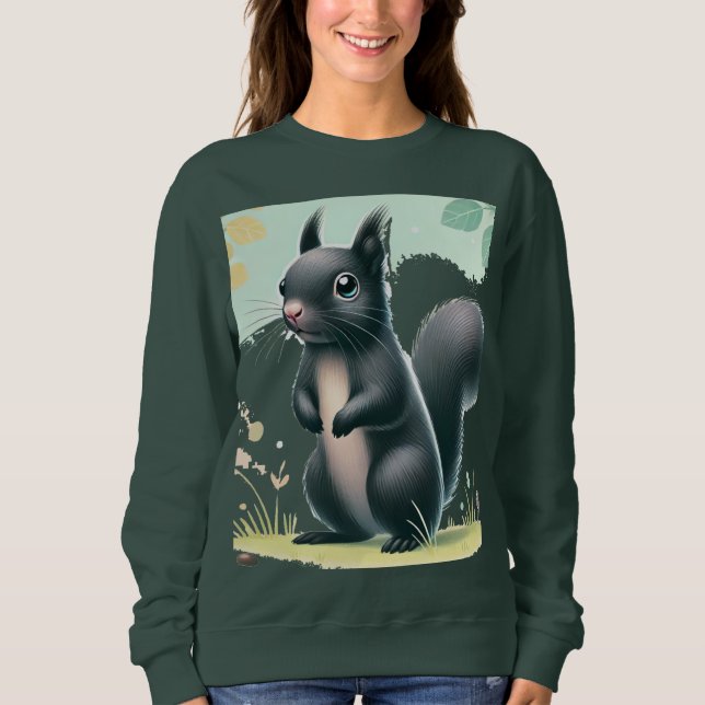 "Nyfiken Black Squirrel in the Park - Nature-Inspi T Shirt (Framsida)