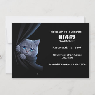 Nyfiken blåögd kattunge inbjudningar