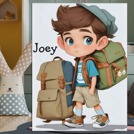 Nyfiken Boy Learning Äventyr Tecknad AI Art Poster