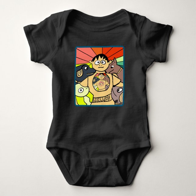 Nyfiken Boy och hans djur T Shirt (Framsida)