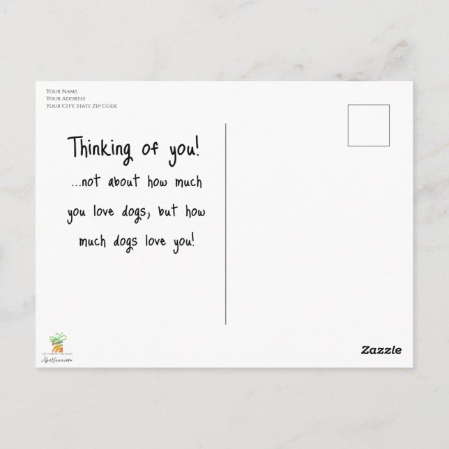 Nyfiken Boy och hans djur Vykort (Baksida)