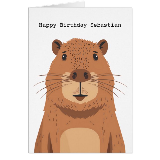 Nyfiken Capybara Porträtt Hälsningskort (Framsidan)