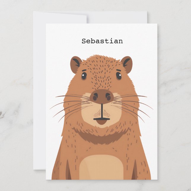Nyfiken Capybara Porträtt Inbjudningar (Framsida)