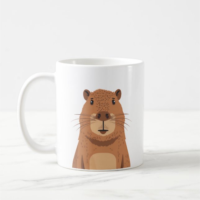 Nyfiken Capybara Porträtt Kaffemugg (Vänster)
