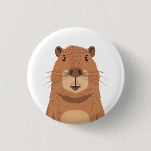 Nyfiken Capybara Porträtt Knapp