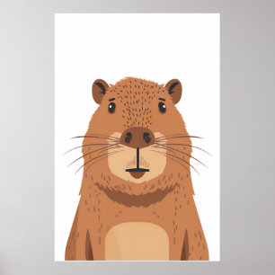 Nyfiken Capybara Porträtt Poster