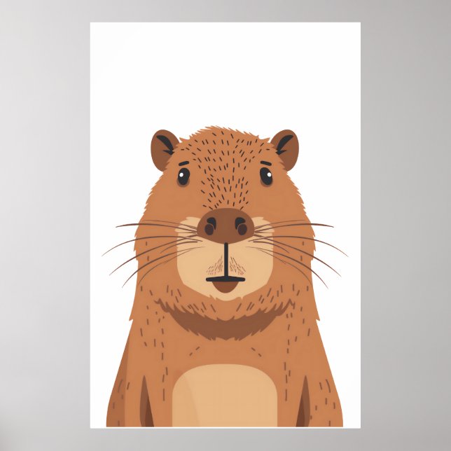 Nyfiken Capybara Porträtt Poster (Framsidan)