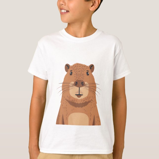 Nyfiken Capybara Porträtt T Shirt (Framsida)
