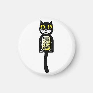 Nyfiken Cat Black-Gult Magnet