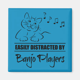 Nyfiken Cat Easily Distrated by Banjo Players Magnet