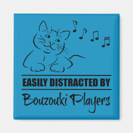 Nyfiken Cat Easily Distrated by Bouzouki Players Magnet