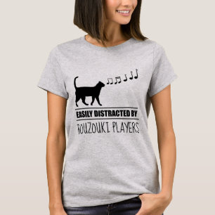 Nyfiken Cat Easily Distrated by Bouzouki Players T Shirt