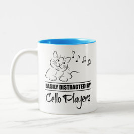 Nyfiken Cat Easily Distrated by Cello Players Två-Tonad Mugg