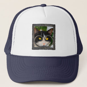 Nyfiken Cat Öga med spektakles Ram Funny Photo Keps