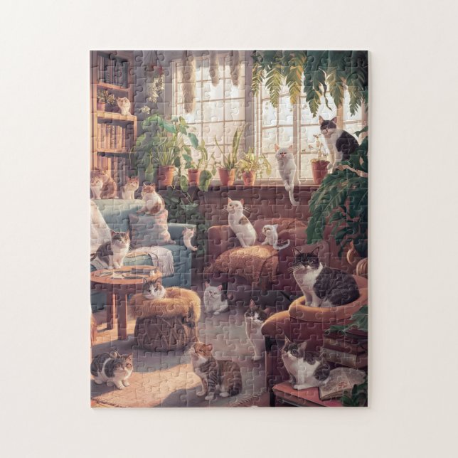 Nyfiken Cats Jigszle Puzzle Pussel (Vertikal)