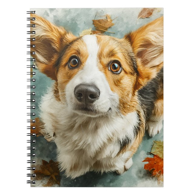 Nyfiken Corgi Höstblick Anteckningsbok (Framsidan)