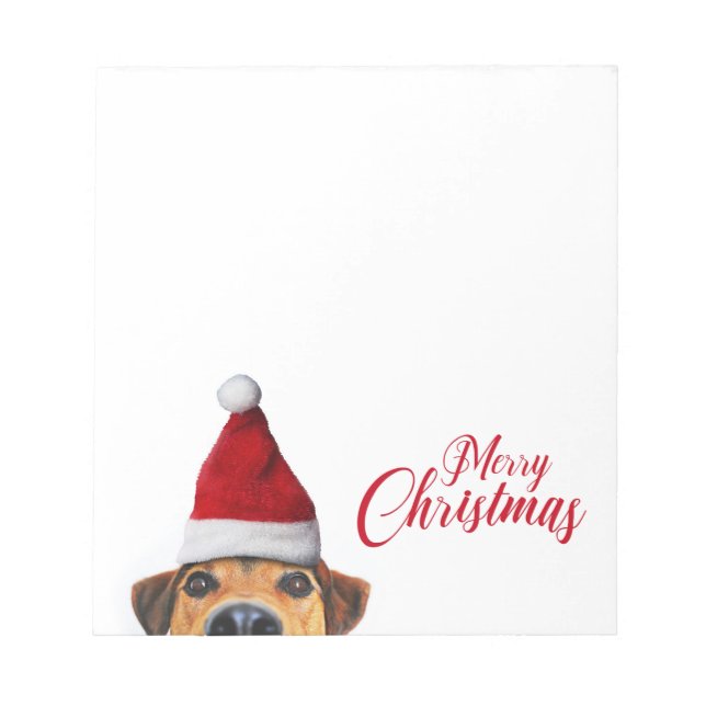 Nyfiken Cute Rolig hund med Santa Hat Anteckningsblock (Framsida)