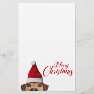 Nyfiken Cute Rolig hund med Santa Hat Brevpapper