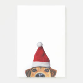 Nyfiken Cute Rolig hund med Santa Hat Post-it Block