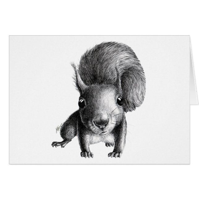 Nyfiken ekorre hälsningskort (Framsidan Horizontal)