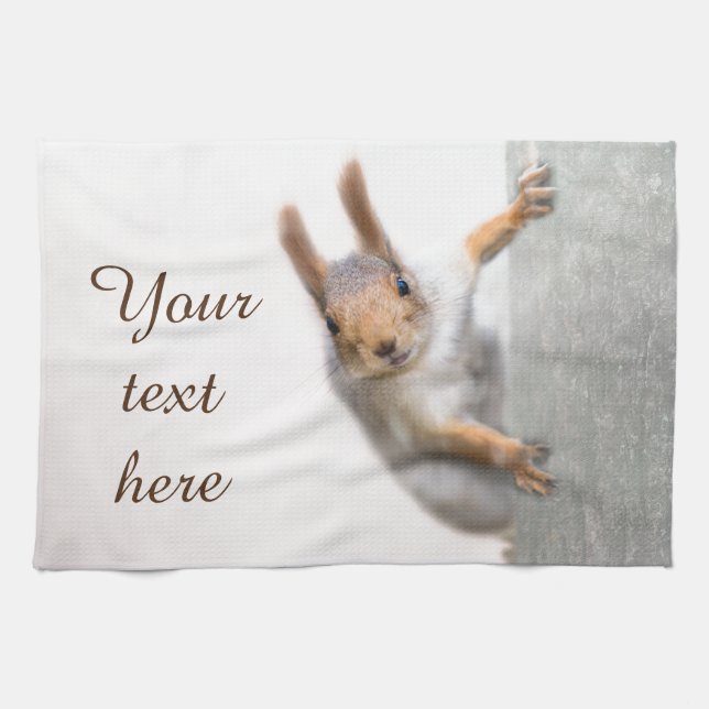 Nyfiken ekorre kökshandduk (Horisontell)